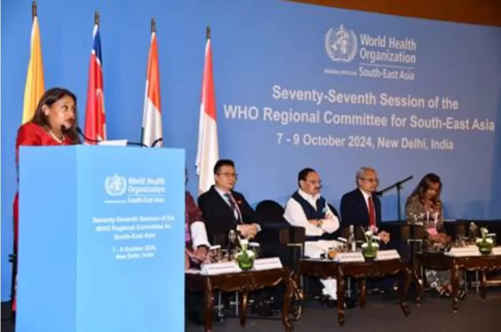 Union Health Minister Shri Jagat Prakash Nadda addresses 77th Session of Regional Committee of WHO Southeast Asia RegionUnion Health Minister Shri Jagat Prakash Nadda addresses 77th Session of Regional Committee of WHO Southeast Asia Region - 3